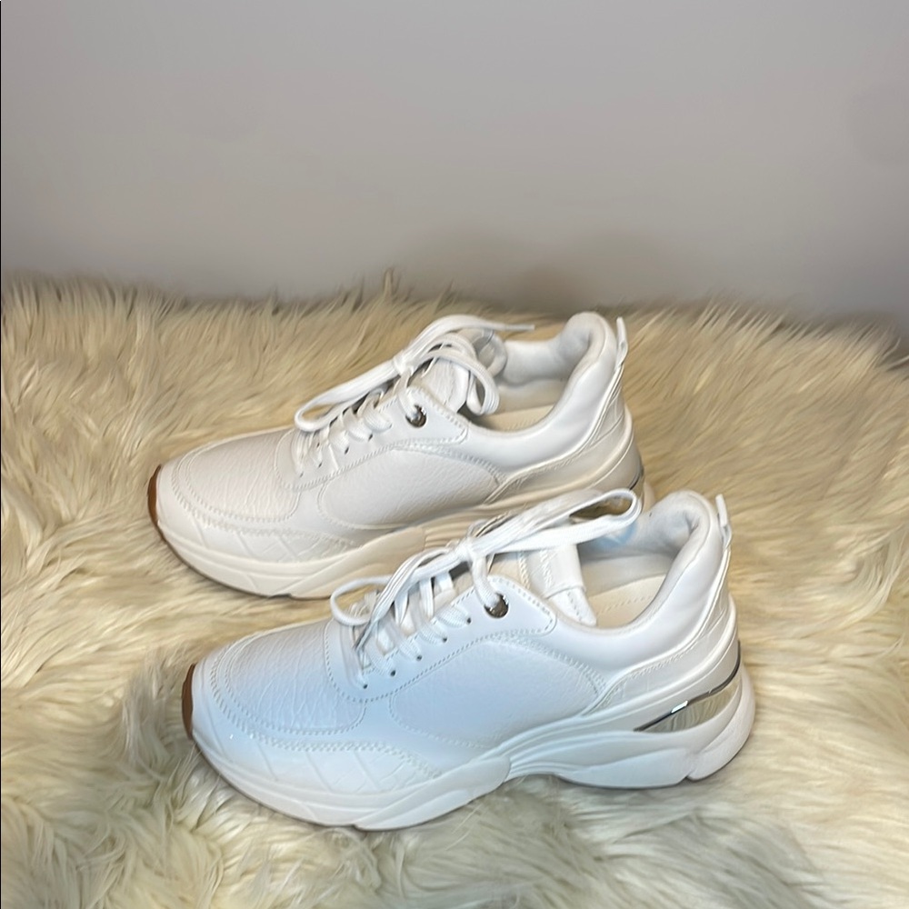 MICHAEL Michael Kors White Sneakers with Silver Accents